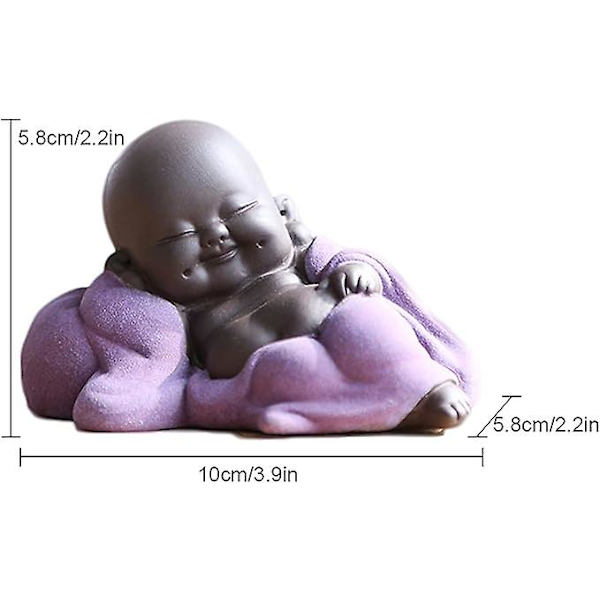 Qikuver Skrattande Maitreya Buddha, Keramik Buddha Staty, Dekorativ Teskulptur, Mini Sittande Lyckliga Buddha Prydnader, Heminredning Trädgårds Prydnader (P