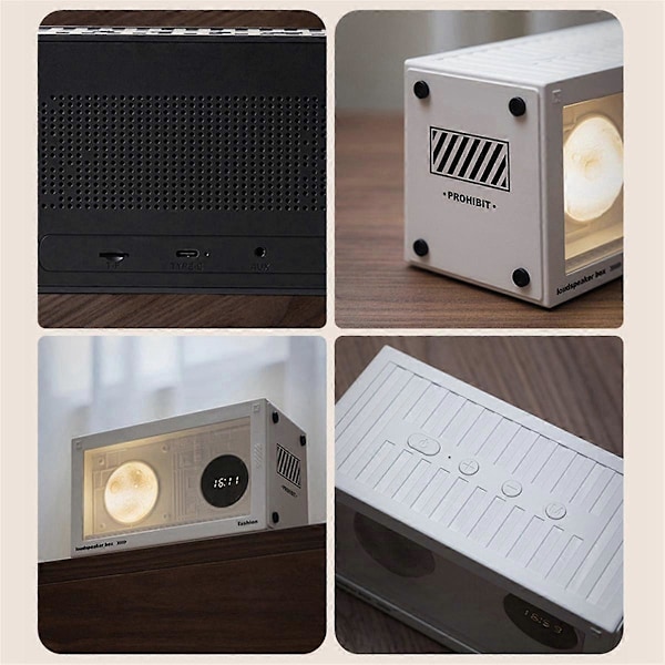 Planet Väckarklockradio med USB-laddare, Bluetooth-högtalare, Vit