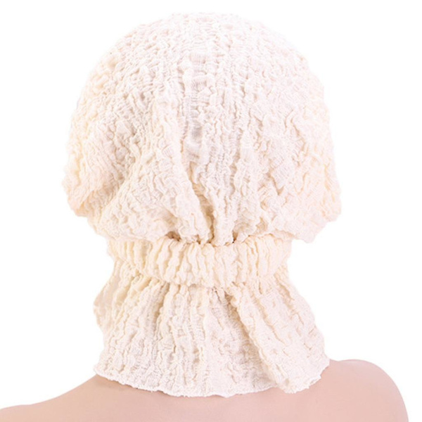Kvinnors Bubbelrynkig Turbanhatt Förbunden Elastisk Beanie För Huvudomslag Kemohätta
