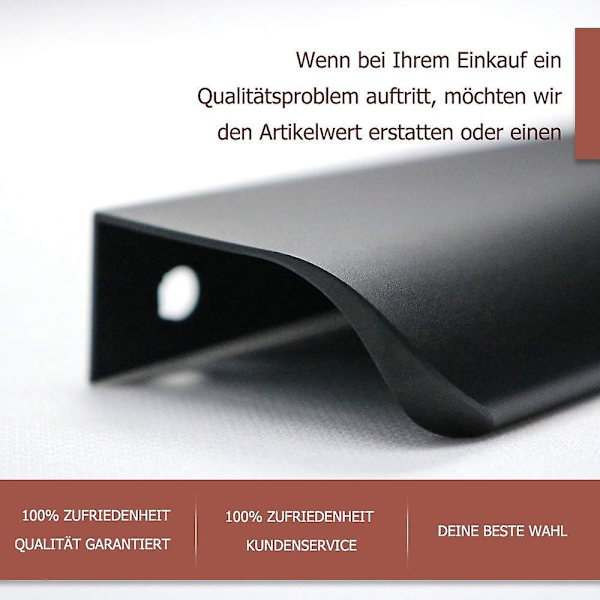 Set med 2 osynliga kökshandtag Noi 128 Svart kökshandtag i aluminiumlegering Möbelhandtag Centrumdistans 128mm