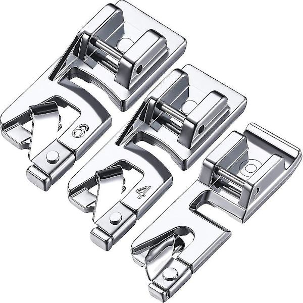 3-pack Smalt Rullkant Sömnadsmaskin Tryckfot Set Hushållssömnad
