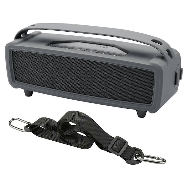Silikonskyddsfodral för SoundLink Mini/Mini II Bluetooth-högtalare, bärväska med axelrem grå