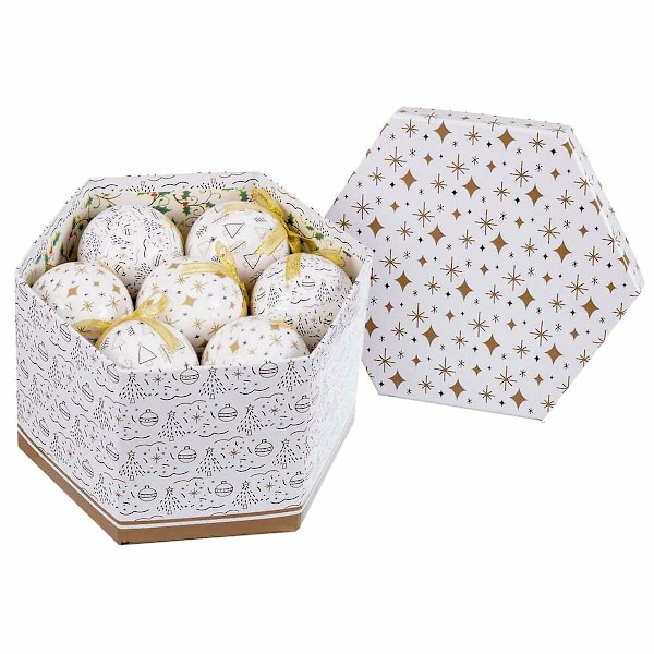 Julgranskulor Vita Gyllene Papp Polyfoam 7,5 x 7,5 x 7,5 cm (14 stycken)