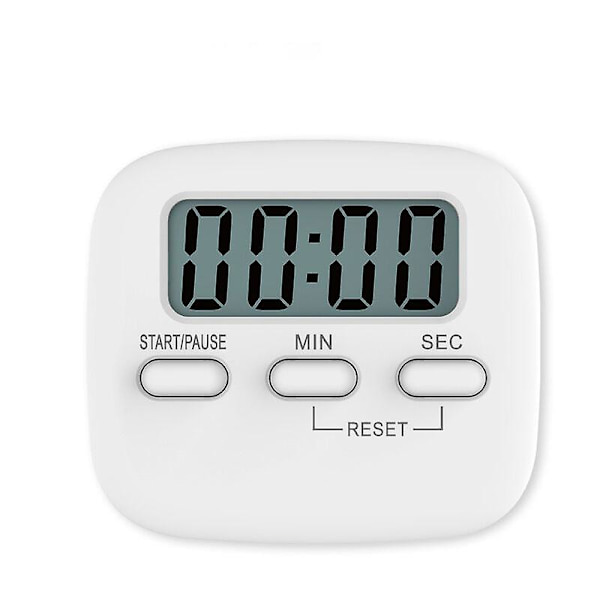 Magnetisk køkkenur med stort LCD-display, med stopur, høj alarm og nedtælling, hvid, et stykke, , Hvid