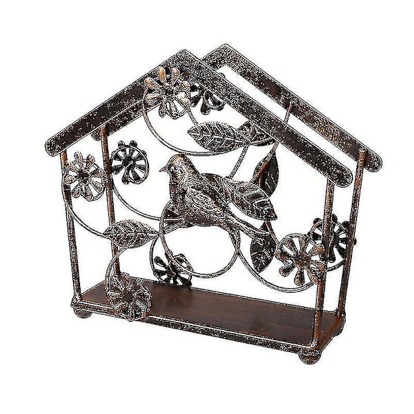 Stående Papir Metal Serviet Holder Stativ Til Hjem, Køkken, Borde, Indendørs, Udendørs, Fugl Blomst Design (Blå)
