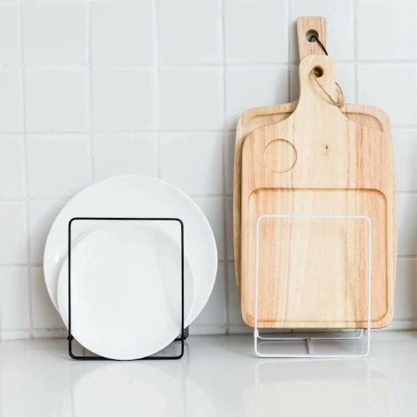 Tallriksställ Organizer, 2-pack 12x14cm Tallrikshållare Vertikal Metall Diskförvaringsorganisatör Dörrställ för Köksbänk Skåp Skåp Husbil (Vit??)