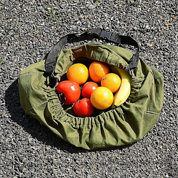 Hagehøsting forkle, flott for luking, grønnsaker, frukt, stoffhøsting forkle stropper for gartnere kvinner menn, har 2 lommer, grønn