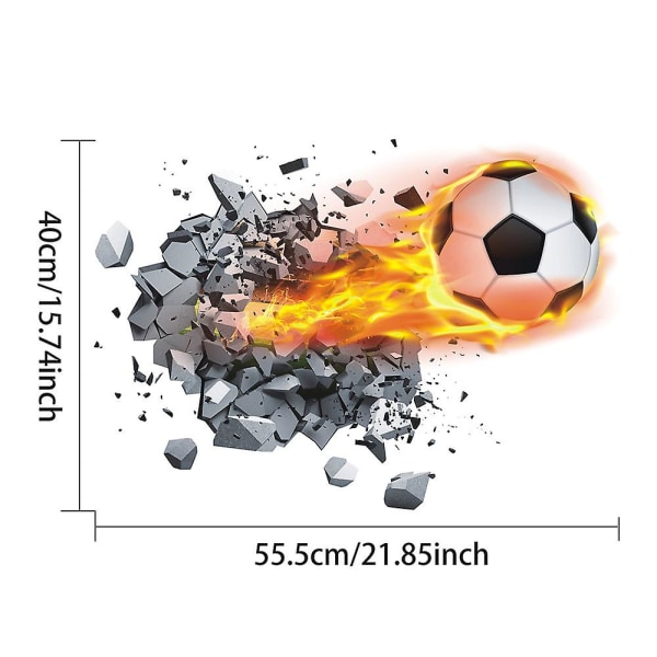 3D fotboll väggdekaler, skala och klistra sönder väggen vinyl fotboll väggdekaler väggmålningar konstdekaler för barnkammare sovrum