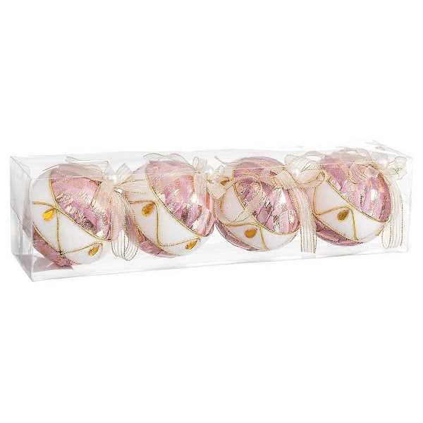 Julgranskulor Vita Rosa Polyfoam Tyg 8 x 8 x 8 cm (4 stycken)
