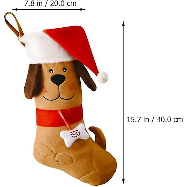3D Plysch Julstrumpa Hundben - för Väggdekoration, Spis, Julgran, Fönster (Gul), Carto