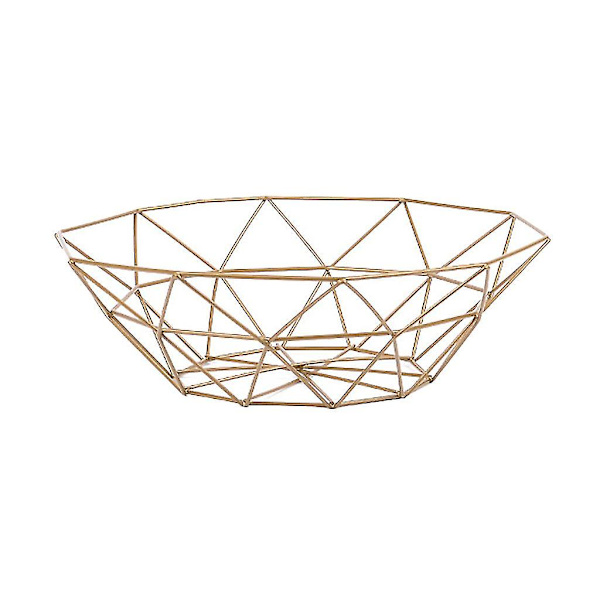 Geometrisk frukt- och grönsakskorg i metalltråd, metallskål, förvaring i köket, skrivbordsdisplay