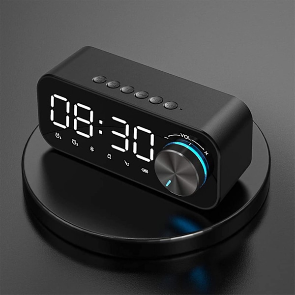 Trådlös Bluetooth 5.0 LED Väckarklocka Högtalare, TF-kort Stöd FM-Radio, USB Väckarklocka för Sovrum