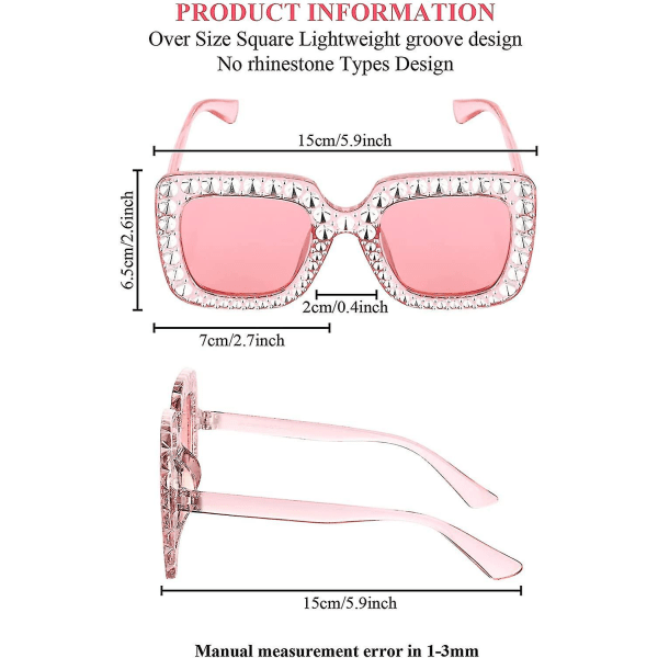 Kvinders overdimensionerede firkantede glitter solbriller Retro tykt stel Disco solbriller