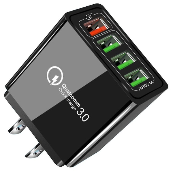 Quick Charge 3.0 Usb-opladningsadapter 4 porte USB-strømforsyning med intelligent opladning Kompatibel med Iphone Xr / Xs / X / 8plus / 8/7/ipad Air/hua