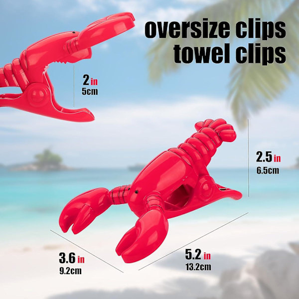 Strandhåndkleklemmer for strandstoler, Hummer strandstol klemmer for håndklær, Klesklyper i plast, Håndkleklemmer for strand