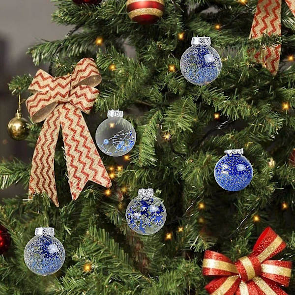 24 st julgranspynt 6 cm/2,36 tum Färgade Plast Transparenta Kulor Set Osplitterliga Målade Kulor