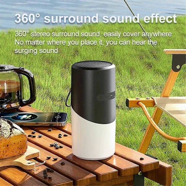 Utomhus Subwoofer Bluetooth-högtalare IPX5 Vattentät TWS Camping Högtalare Skrivbordsljudlåda med RGB Färgrik Ljus Grå