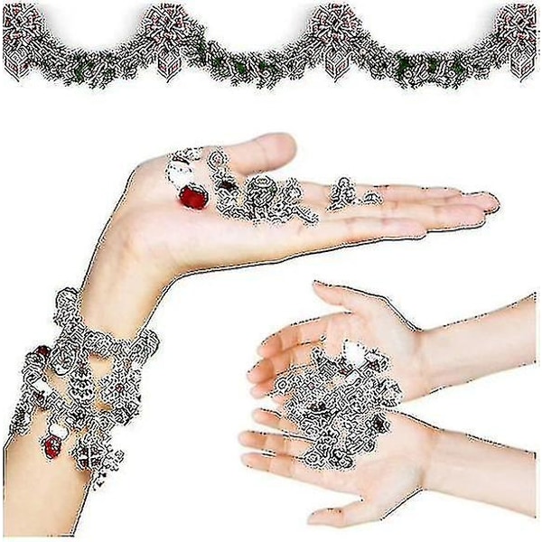 Julekalender Adventskalender DIY Charm Armbåndsfremstillingskit 24 Dages Nedtællingskalender Armbåndssæt (guld)