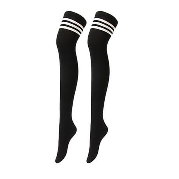 Høye lårsokker stripete over kneet tynne tights Langstrømper Knehøye benvarmere (72 cm)