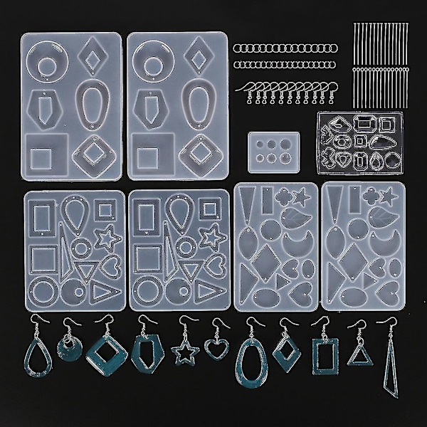 8-pack Örhänge Epoxy Resin Formar Kit Bohemia Drop Dangle Resin Örhänge Form Mode Smycken Resin Silikon Formar Konst Hantverk