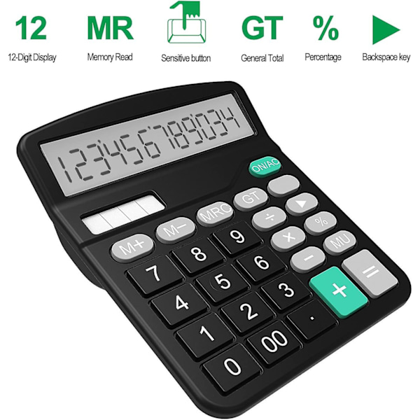 Kalkylator, Standardfunktioner Skrivbordskalkylator, Svart