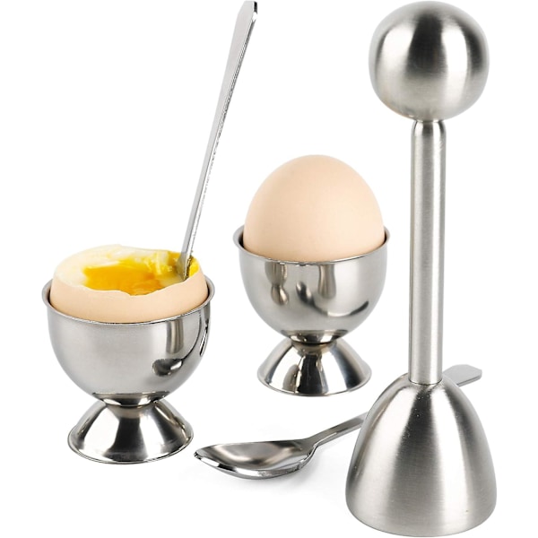 5-delt sett med eggdeler i rustfritt stål for myke og hardkokte egg