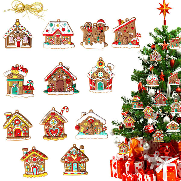 Julgranspynt Pepparkakshus Design med Hängande Rep Skapa Atmosfär Pepparkaka