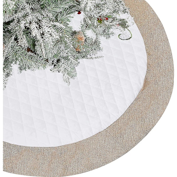 Christmas Tree Skirt - 48 Inches Large White Quilted Luxury Tree Skirt, Tree