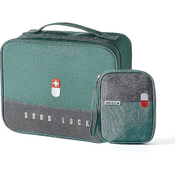 2 st Medicinska Facktyg Förvaringslåda Familj Bärbar Förvaringsväska Multifunktionell Lagermedicinlåda Förvaringslådor 25x20x13.5cm+11x14x2cm(grön)（grön）