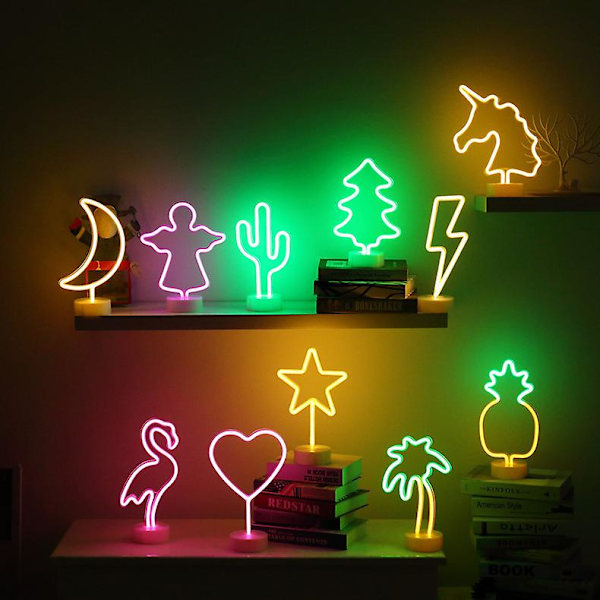 1 st LED julgran nattlampa - neon skyltlampa med bas, batteri eller USB-driven ljusdekoration för fest, vardagsrum, sovrum