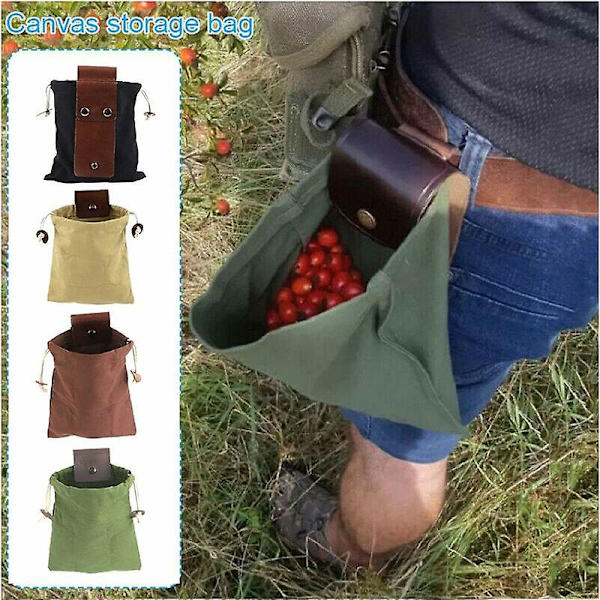 Foldbar plukkelomme Oxford-stoff fruktplukkesekk Robust verktøypose med lærdeksel for camping/piknik/løp