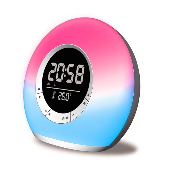 Bluetooth-högtalare Klocka LED Väckarklocka med RGB Ljud och Atmosfärsbelysning