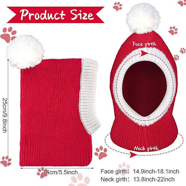 2 stk Heilwiy Julehatt for Hundekostyme til Stor og Middels Hund Hodeplagg Varmt Vinter Hundestrikkhatt Heklet Snood