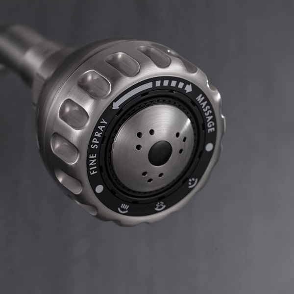 Högtrycksduschhuvud, ABS-plast, 3 lägen, fast duschhuvud, 6,3 cm, högt flöde, badrum, takdusch, regndusch, borstad nickel