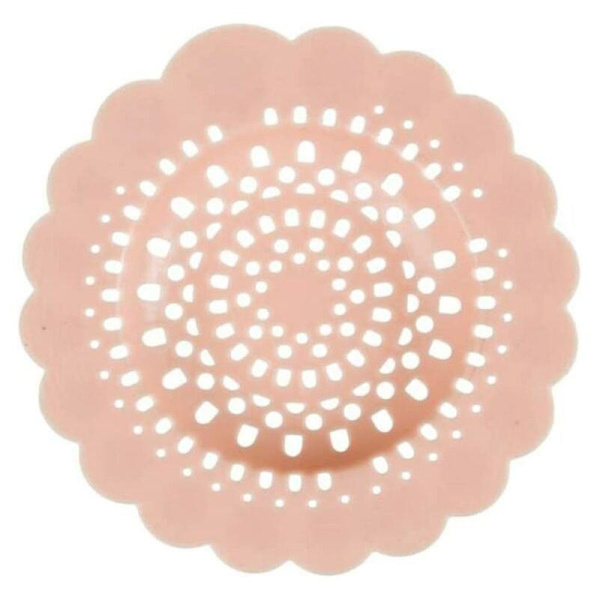 Blomsterformet silikonefilter til vask, bruser og håndvask, PVC, lyserød, 12,3 x 12,3 x 0,2 cm