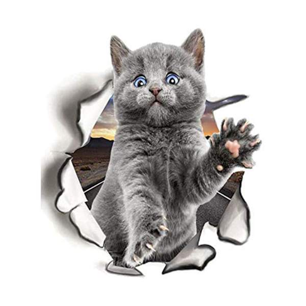 3D Fantasifull Design Katt Väggdekaler Badrum Toalettlock Dekoration