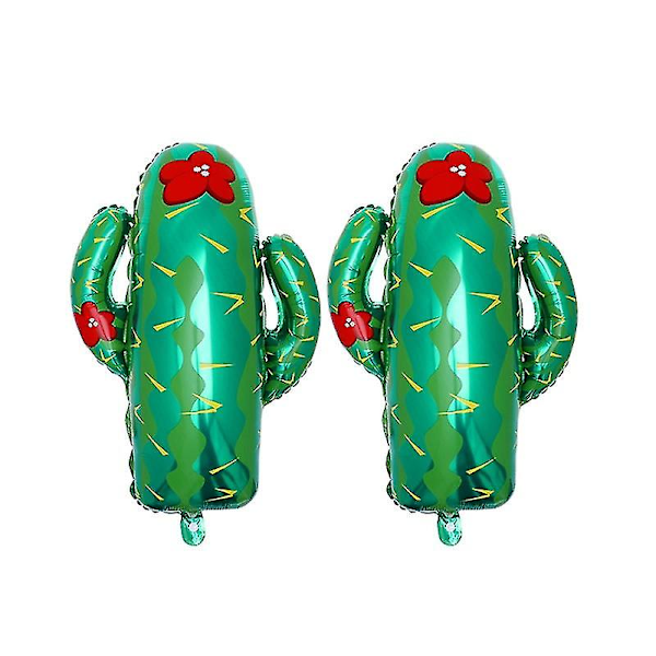 2 st Kaktusformade Aluminium Ballonger Sommarfest Dekoration Kreativa Mylar Ballonger För Födelsedag Bröllop Jubileum Festfirande (grön)