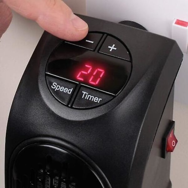 Kompakt 400W fläktvärmare, justerbar termostat, 12-timmars timer, fjärrkontroll