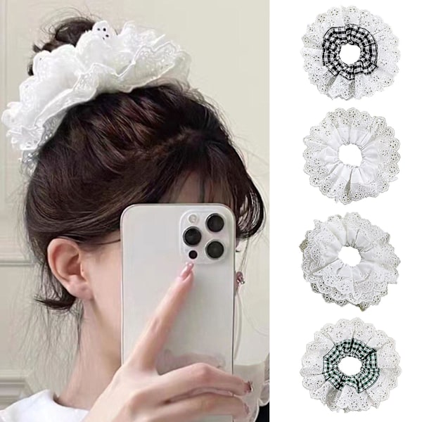 Håndlavede Blonder Scrunchies Hårbånd Håndledsband Hårtilbehør Til Daglig Brug