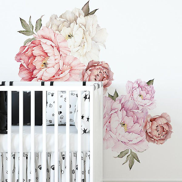 En uppsättning vackra blommiga väggdekaler, självhäftande väggdekoration