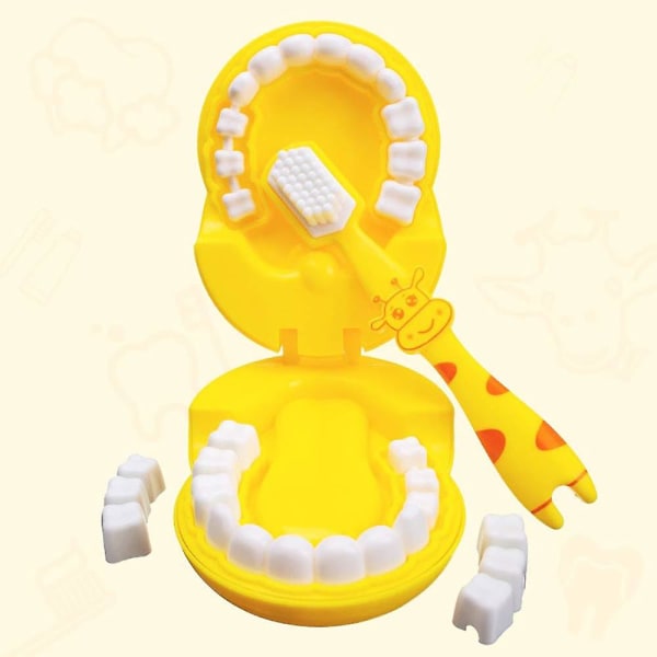 pædagogisk børstelegetøj - Rollelegetøj til børn Sød giraf Tidlig uddannelse tegneserie-tandbørstningslegetøj Model, Undervisning af børn Børstetilstand