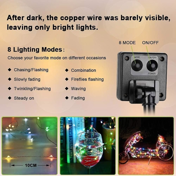 Solar Christmas Fairy Lights Outdoor, 24m 240 Led Outdoor Copper wire Lighting Solar Fairy Lights 8 Modes Waterproof