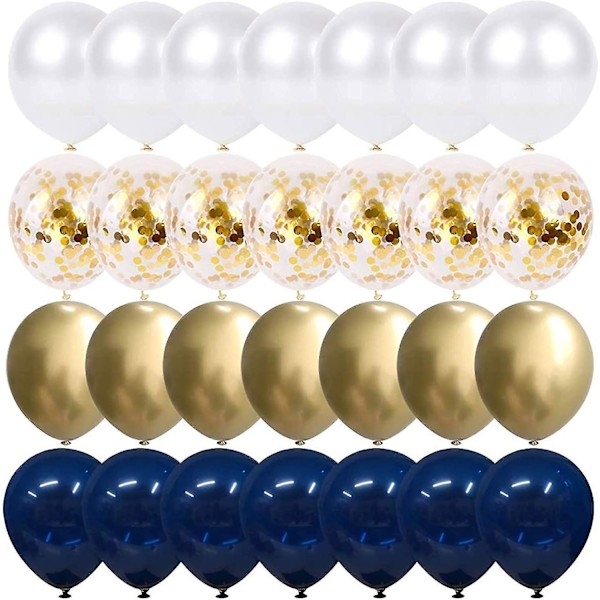 Ballon Blanc Blå, 50 stk. Balloner med Guld Konfetti, 12 tommer, til Baby Shower, Fødselsdagsfest Dekorationer