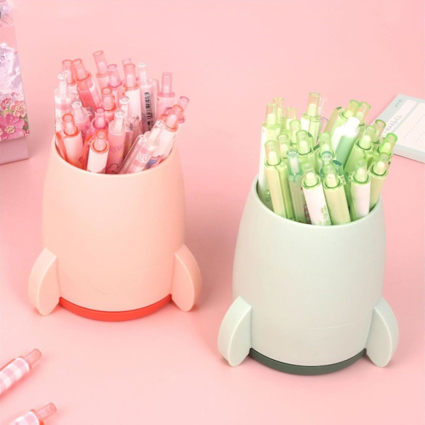 Blyantholder til skrivebord, penneholder til skrivebord, opbevaringsboks til makeupbørster til sovesal, kontor (1 stk., pink)