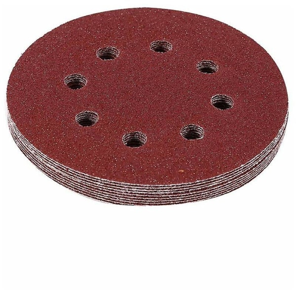 10 stk 5 tommers 8 hulls slipeskiver krok og løkke slipeskiver sandpapir for orbital slipemaskin tilfeldig (240)