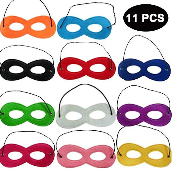 11 stycken ögonmasker för maskerad, födelsedagsfest, slumpmässiga färger