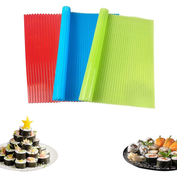 3-delad sushirullningsmatta i plast, non-stick, för sushitillverkning i köket