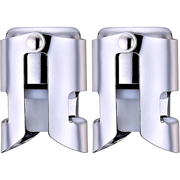 Rustfrit Champagne Prop, Champagne Saver Prop med Fødevarekvalitet Silikone, Genanvendelig Flaskeprop til at Holde Champagne Frisk (Sølv, 2 Pakker)