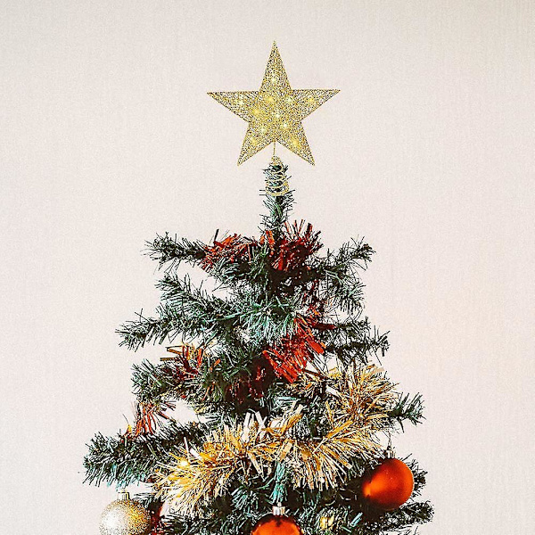 Juletrær Toppstjerne Med Vakre Led-lys. Metall Glitter Julestjerne Tre Topper For Jul