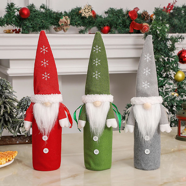 Jultomte Vinflaskaöverdrag Santa Claus Champagneöverdrag Hem Julmatbord Dekoration